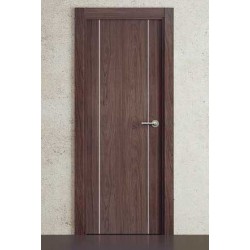 Puerta Corredera Vinilo 2D para casoneto modelo G1006 Noyer con Greca Plata