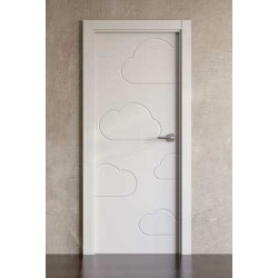 Puerta entrada blindada lacada en blanco Block modelo Imaginación Nubes